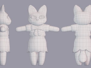 Cute fox model in dress 3D Model