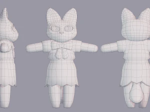 Cute fox model in dress 3D Model