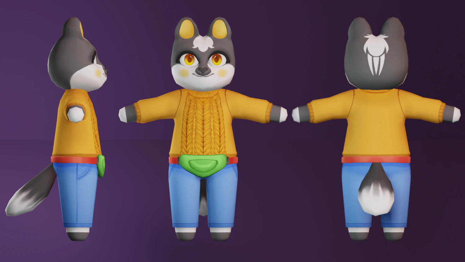 Cute raccoon model 3D Model .c4d .max .obj .3ds .fbx .stl .blend 