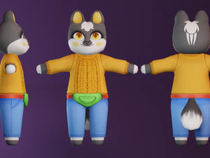 Model rakun yang lucu Model 3D