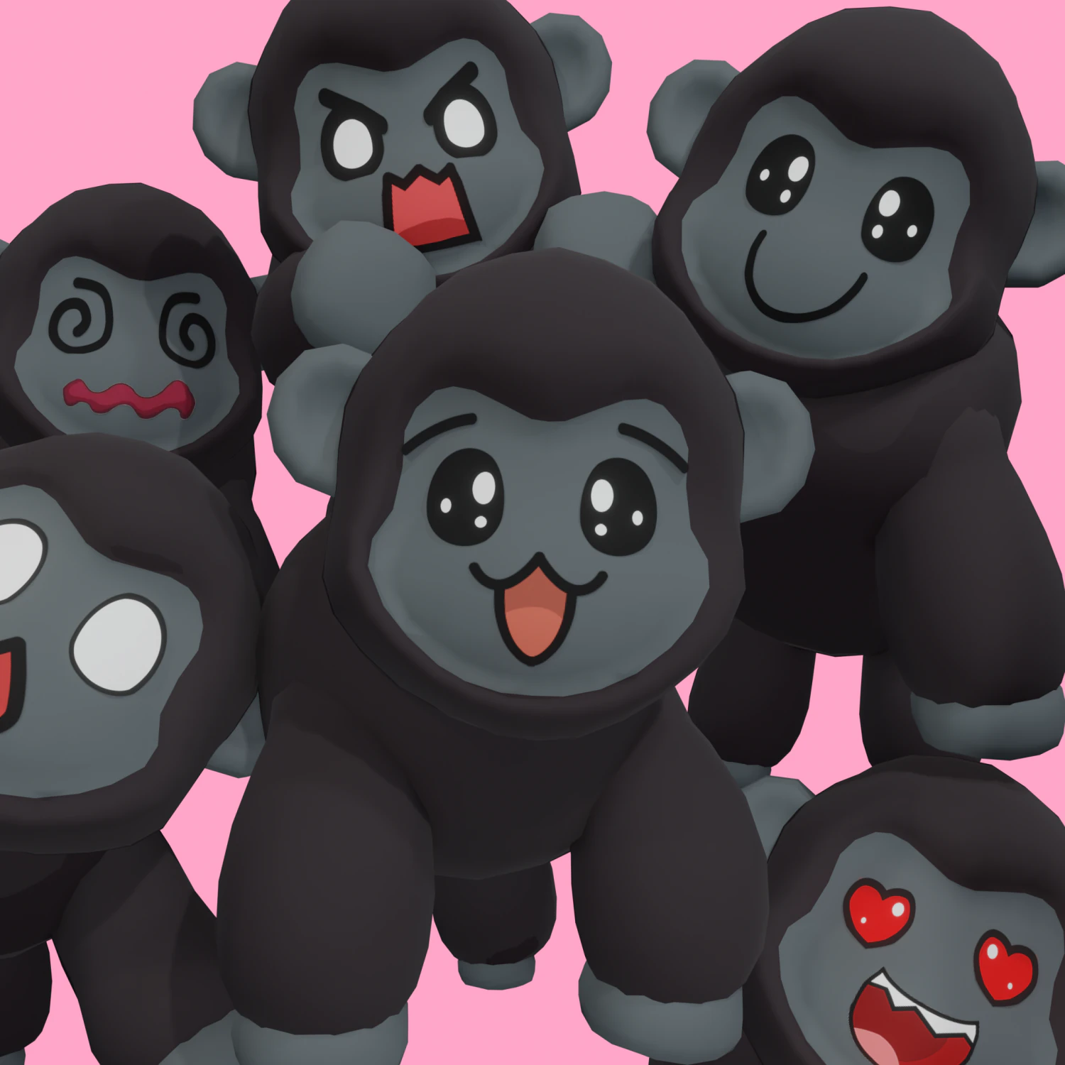 Cute low poly Gorilla Low-poly 3D Model .c4d .max .obj .3ds .fbx .stl .blend 