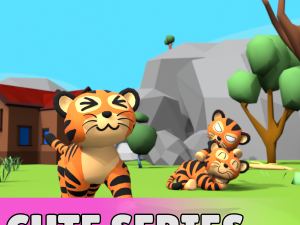 Cute low poly Tiger 3D Model