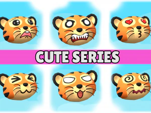 Cute low poly Tiger 3D Model
