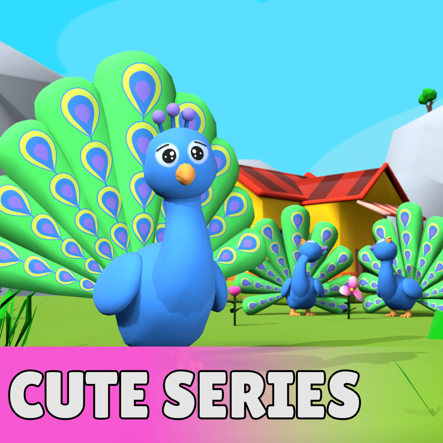 Cute low poly Peafowl 3D Model .c4d .max .obj .3ds .fbx .stl .blend 