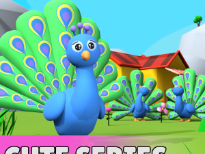 Cute low poly Peafowl 3D Model
