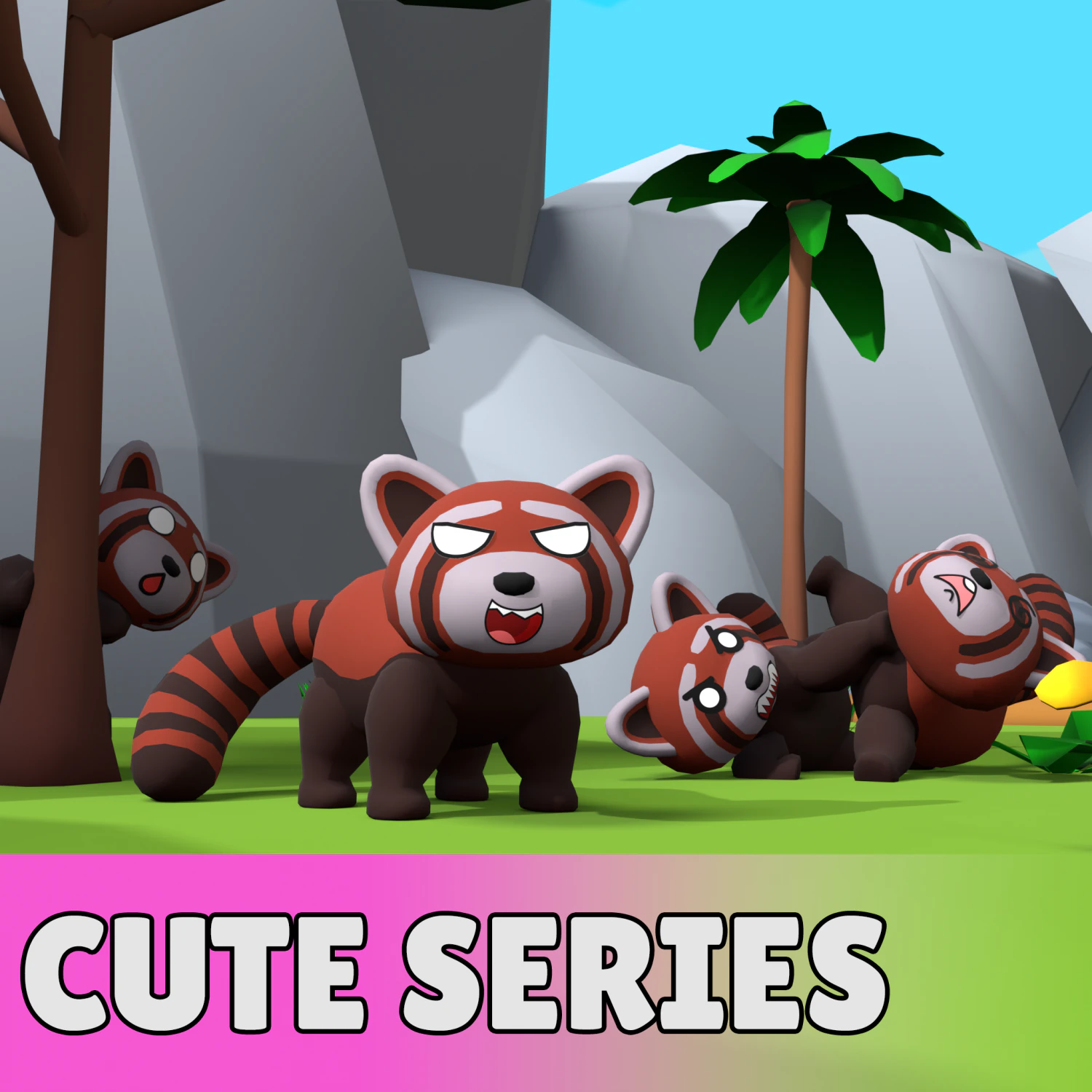 Cute low poly Red Panda 3D Model .c4d .max .obj .3ds .fbx .stl .blend