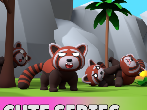 Cute low poly Red Panda 3D Model