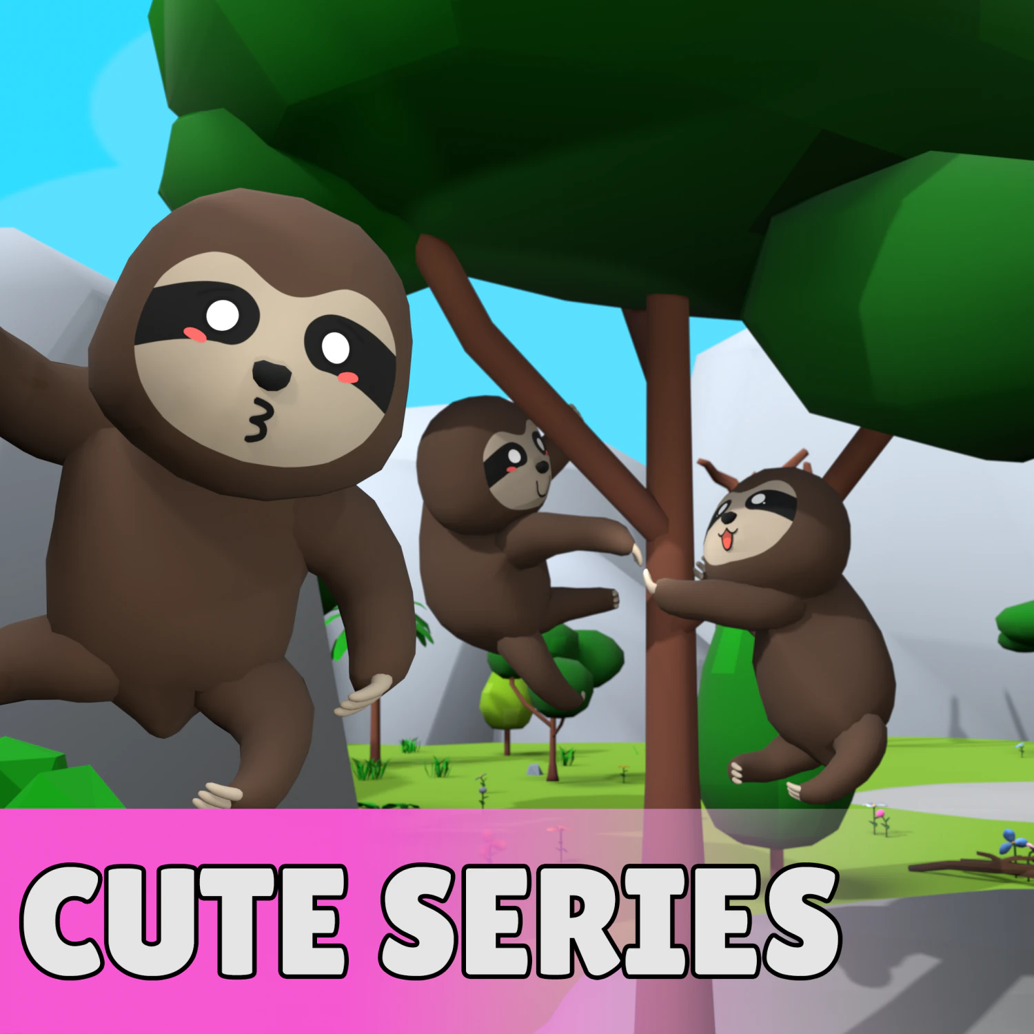 Cute low poly Sloth 3D Model .c4d .max .obj .3ds .fbx .stl .blend