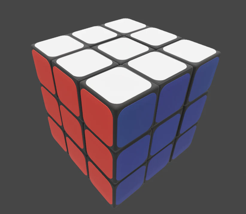3x3 Rubik Cube 3D Model .c4d .max .obj .3ds .fbx .stl .blend 