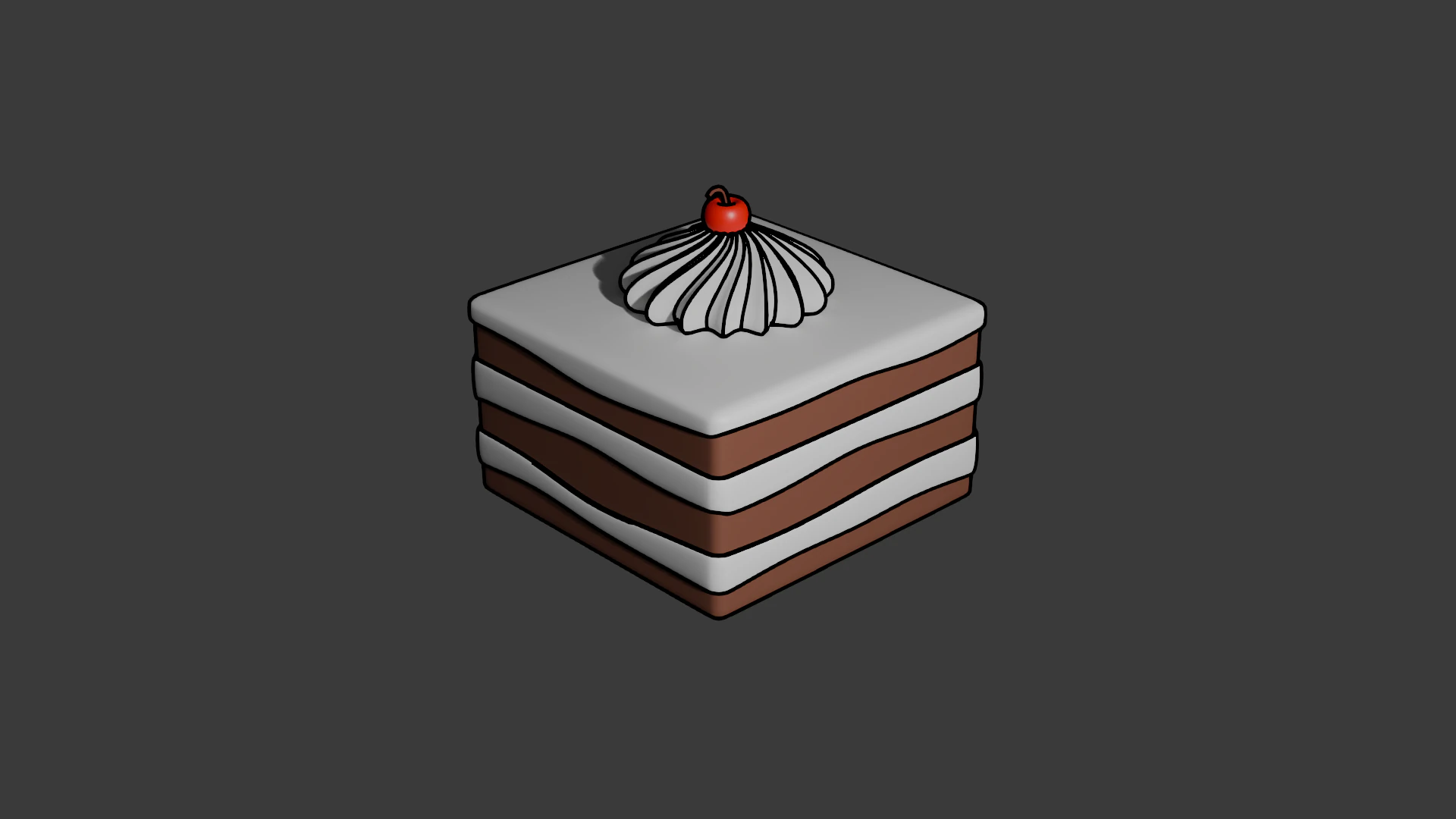 Cartoon Cake 3D Model .c4d .max .obj .3ds .fbx .stl .blend 