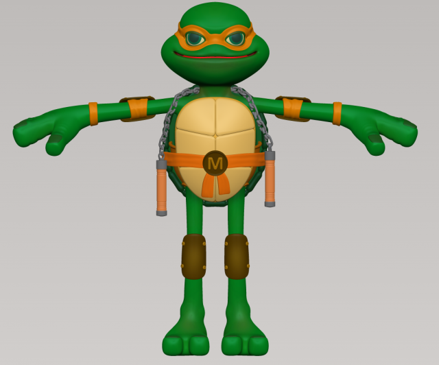 Ninja Turtle Michelangelo 3D Model .c4d .max .obj .3ds .fbx .stl .blend 