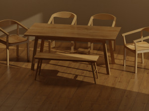 Kitchen Dinner Table Set Model 3D