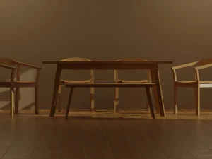 Kitchen Dinner Table Set 3D Model