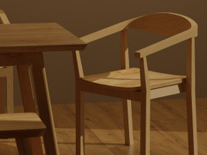 Kitchen Dinner Table Set Model 3D