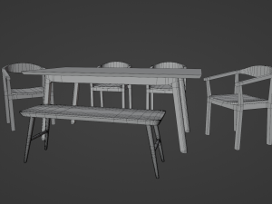 Kitchen Dinner Table Set Model 3D