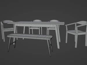 Kitchen Dinner Table Set 3D Model