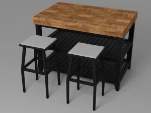 Set Pulau Dapur Model 3D