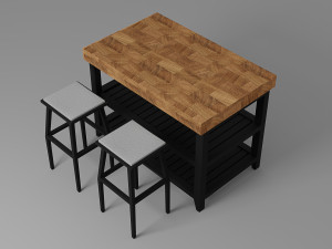 Kitchen Island Set Model 3D