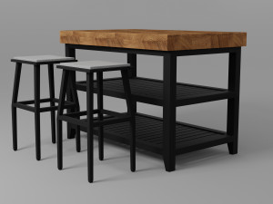 Kitchen Island Set Model 3D