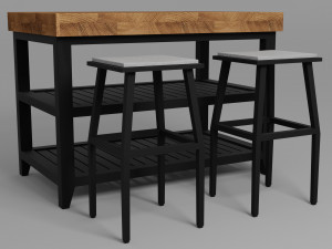 Kitchen Island Set Model 3D