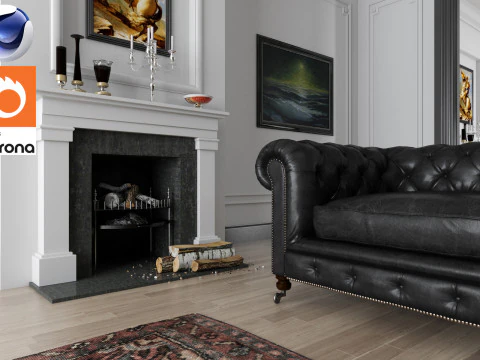 Living room 01 Corona - C4D 3D Model