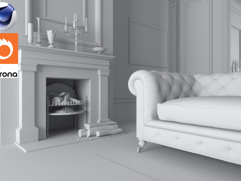 Living room 01 Corona - C4D 3D मॉडल