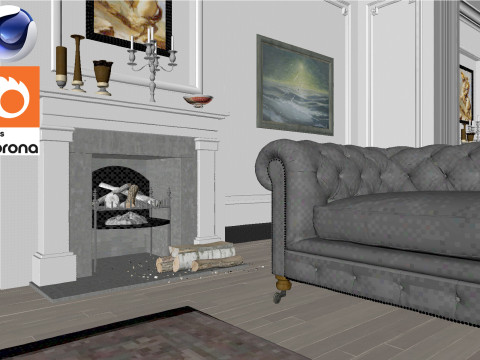 Living room 01 Corona - C4D 3D मॉडल
