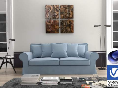 Living room 02 Vray6 - C4D 3D Model
