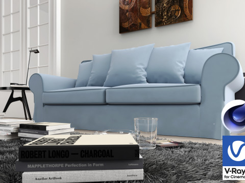 Living room 02 Vray6 - C4D Model 3D