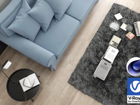 Living room 02 Vray6 - C4D 3D Model