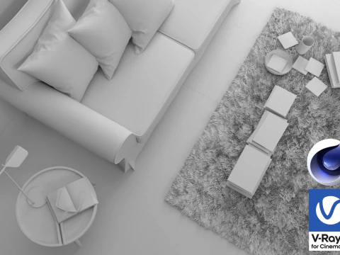 Living room 02 Vray6 - C4D 3D Model