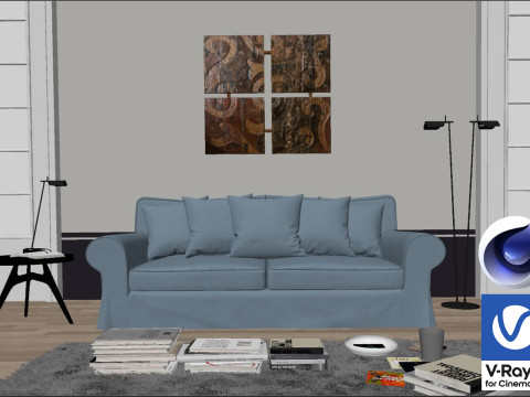 Living room 02 Vray6 - C4D Model 3D