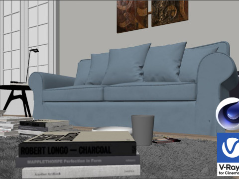 Living room 02 Vray6 - C4D Model 3D
