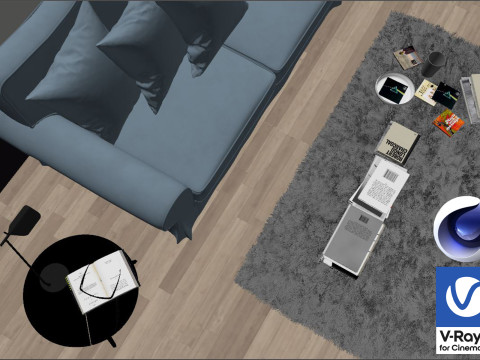 Living room 02 Vray6 - C4D Model 3D