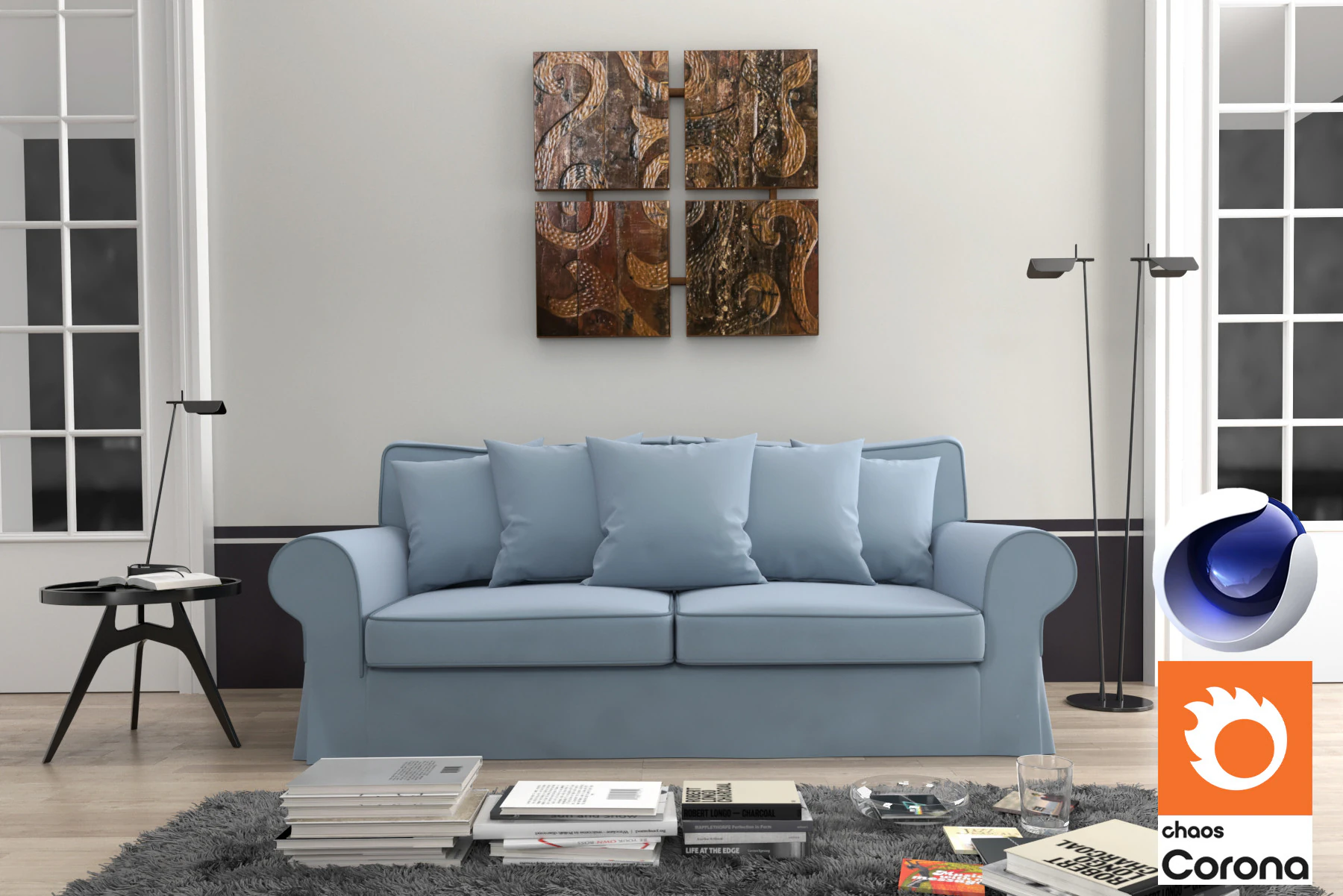 Living room 02 Corona - C4D 3D Model .c4d .max .obj .3ds .fbx .stl .blend 