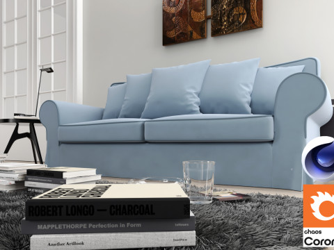 Living room 02 Corona - C4D 3D Model