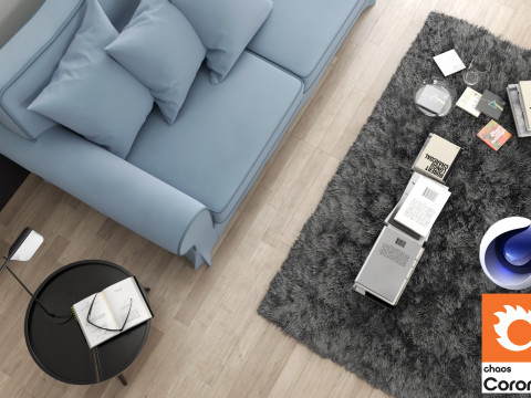 Living room 02 Corona - C4D 3D Model