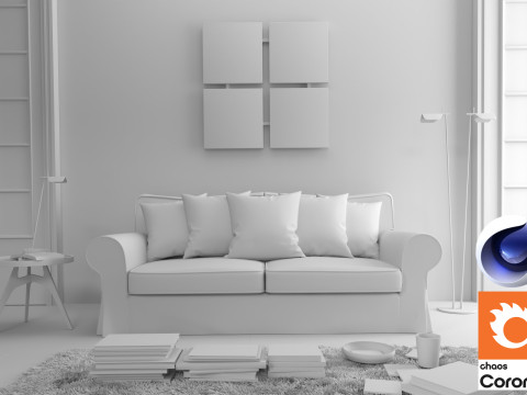 Living room 02 Corona - C4D 3D Model