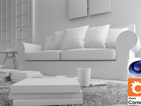 Living room 02 Corona - C4D 3D Model