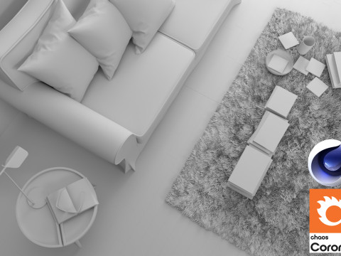 Living room 02 Corona - C4D 3D Model