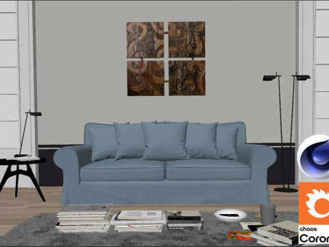 Living room 02 Corona - C4D 3D Model