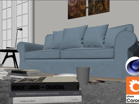Living room 02 Corona - C4D 3D Model
