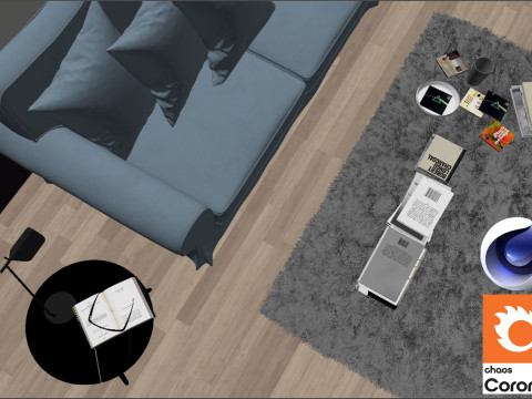 Living room 02 Corona - C4D 3D Model