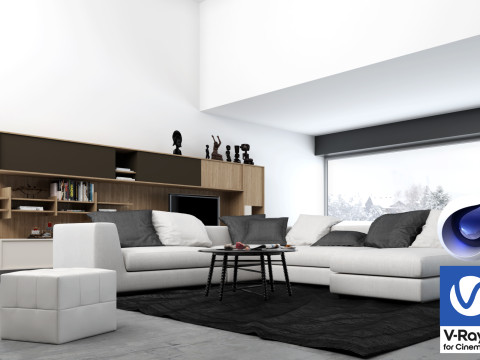 Living room 03 Vray6 - C4D 3D Model