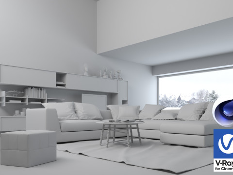 Living room 03 Vray6 - C4D 3Dモデル