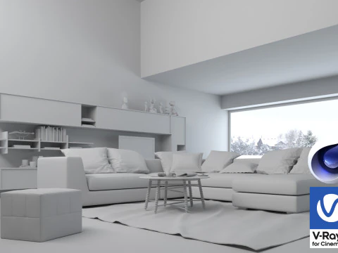 Living room 03 Vray6 - C4D 3D Model