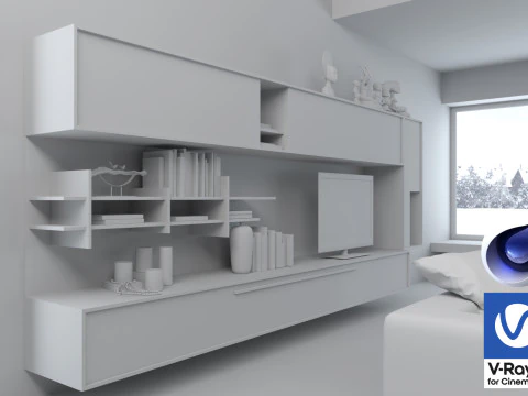 Living room 03 Vray6 - C4D 3D Model
