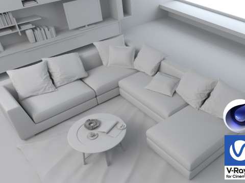 Living room 03 Vray6 - C4D 3Dモデル