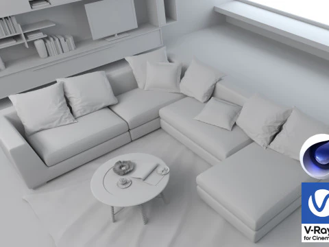 Living room 03 Vray6 - C4D 3D Model