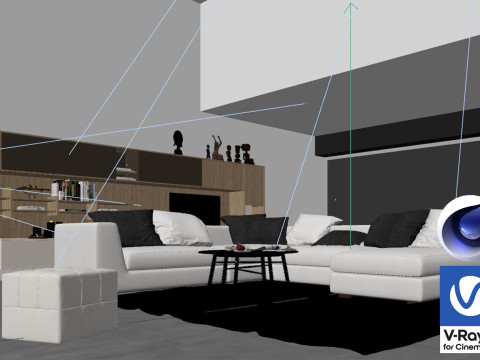Living room 03 Vray6 - C4D 3Dモデル